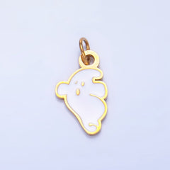 Stainless Steel White Enamel Ghost Halloween Holiday Charm | P1531