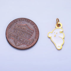 Stainless Steel White Enamel Ghost Halloween Holiday Charm | P1531