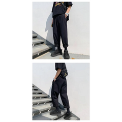 Men's Simple Loose Black Cotton Pants
