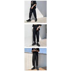 Men's Simple Loose Black Cotton Pants