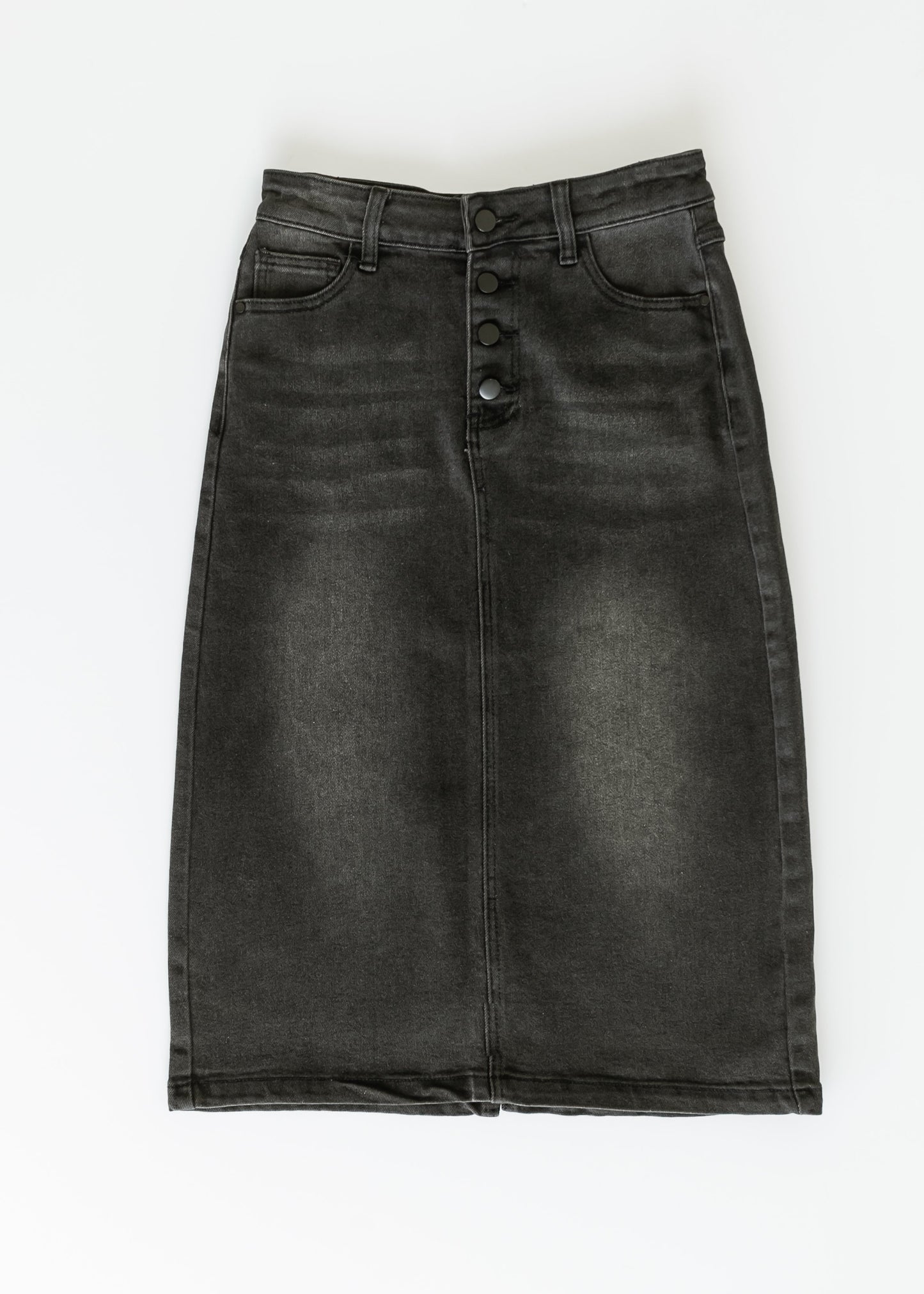 Tiffany Black Denim Midi Skirt - FINAL SALE