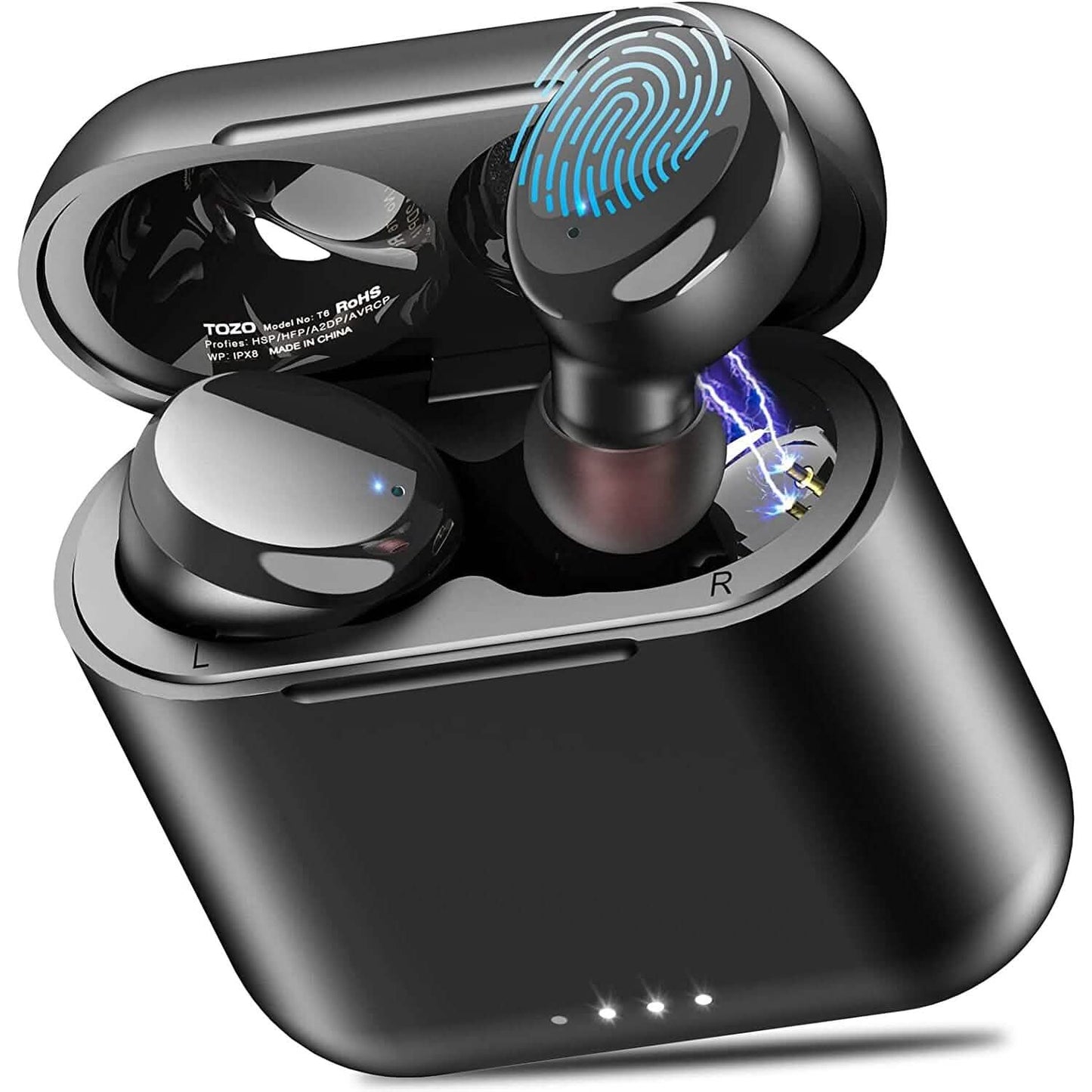 TOZO T6 True Wireless Earbuds Bluetooth 5.3 Headphones Touch Control with Wireless Charging Case (Refurbished)