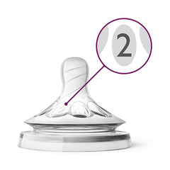 Philips Avent Natural Baby Bottle Nipple 2 Hole Slow Flow for 1 Month+ Infants - Pack of 2