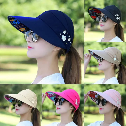 Wide Brim Sun Visor Foldable Picnic Hat Beach UV Protection Scallop Cap