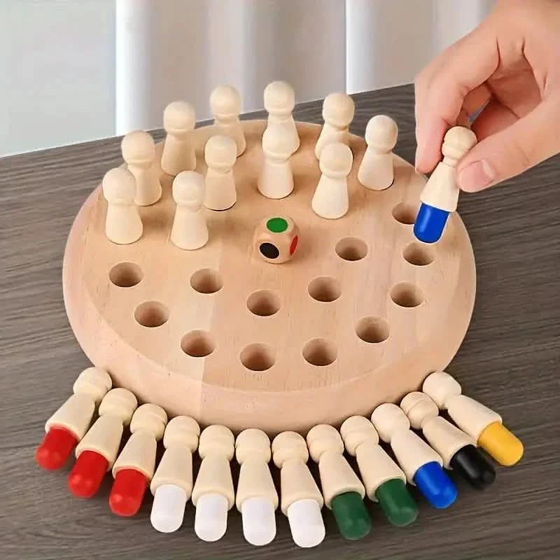 Wooden Memory Match Game - Educational Chess Puzzle for Kids & Adults