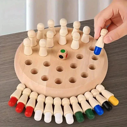 Wooden Memory Match Game - Educational Chess Puzzle for Kids & Adults